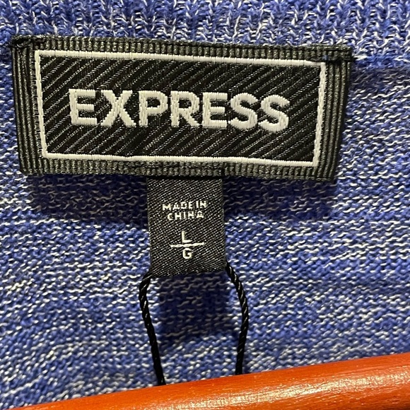 Express Blue and White V-Neck Sweater Size L - Picture 3 of 7